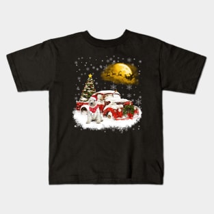 Red Truck Xmas Tree White Miniature Schnauzer Christmas Kids T-Shirt